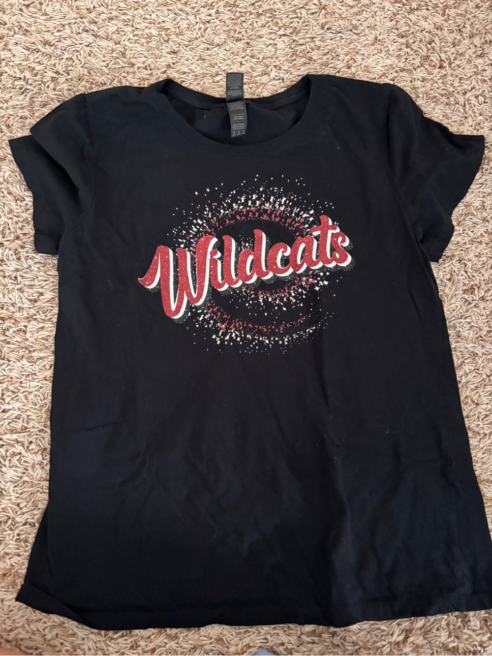 Gildan Black Women's 'Wildcats' Graphic Tee with Red Script